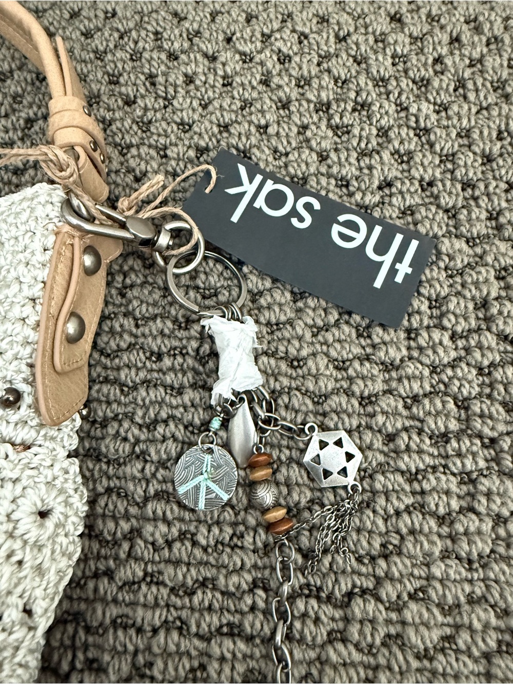 The Sak Cream Crochet Shoulder Bag with Tan Leather Handle - Picture 4 of 9